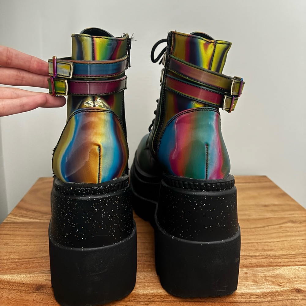 RARE Demonia Shaker 52 Holographic Platform Boots - Picture 5 of 12